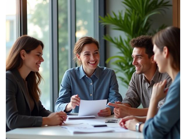 Diverse Australian business owners collaborating and looking successful