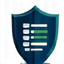 Icon of a shield protecting a document, symbolising risk management