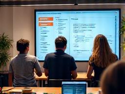 Innovative team collaborating around a computer in a modern workspace