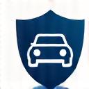 Icon representing third-party fire and theft car insurance, showing a car protected by a flame and a lock symbol, indicating coverage against specific risks.