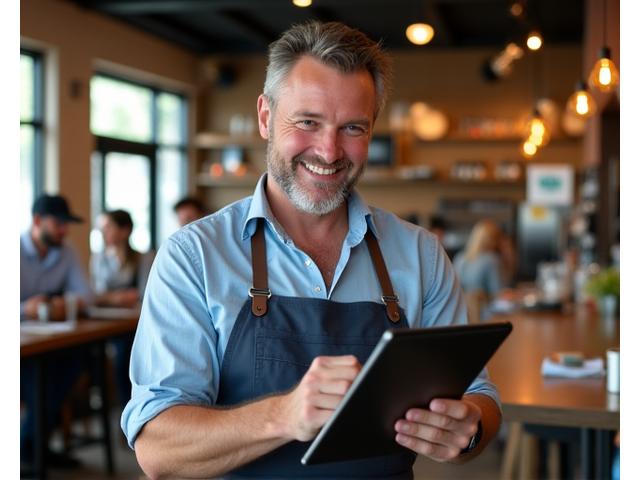 Small business owner reviewing documents