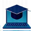 Education icon with a laptop and graduation cap, signifying cybersecurity training.