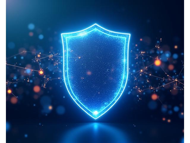 Abstract digital shield protecting data flow, representing robust cyber protection for Australia.