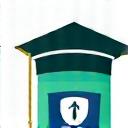 School building with a shield, representing education data privacy.